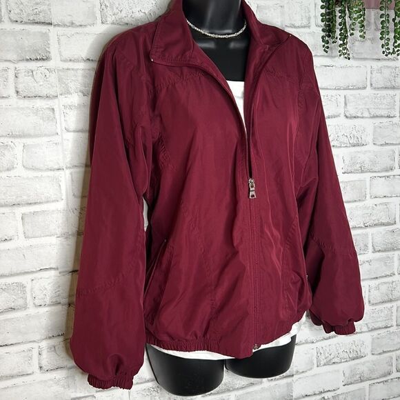 Napa Valley Vintage 90’s Burgundy Wind Breaker Jacket Coat Size Small - Picture 2 of 6
